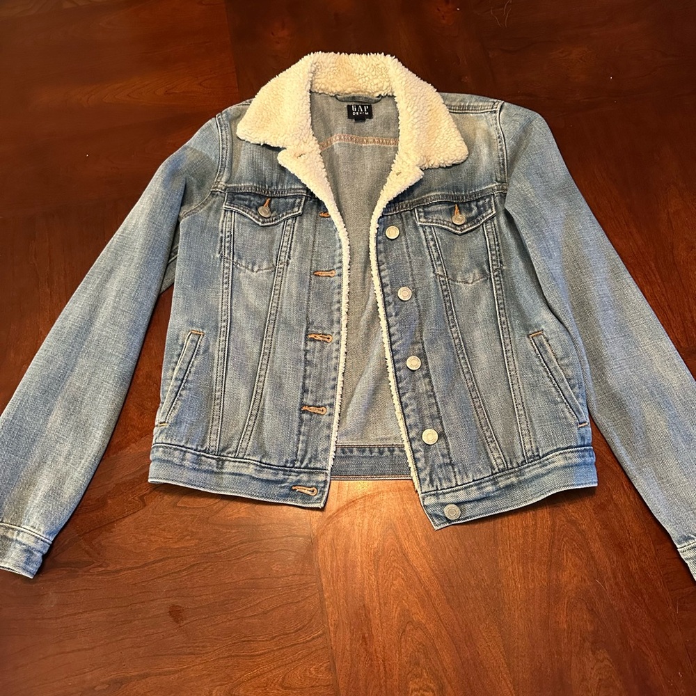 GAP Light Blue Sherpa-Collar Jean Jacket